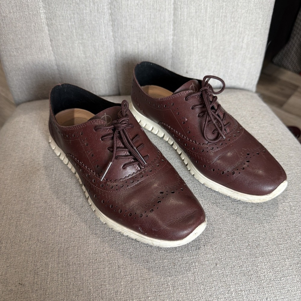 Cole Haan Zerogrand Wing Oxford Shoes Closed Hole II Burgundy Womens 6